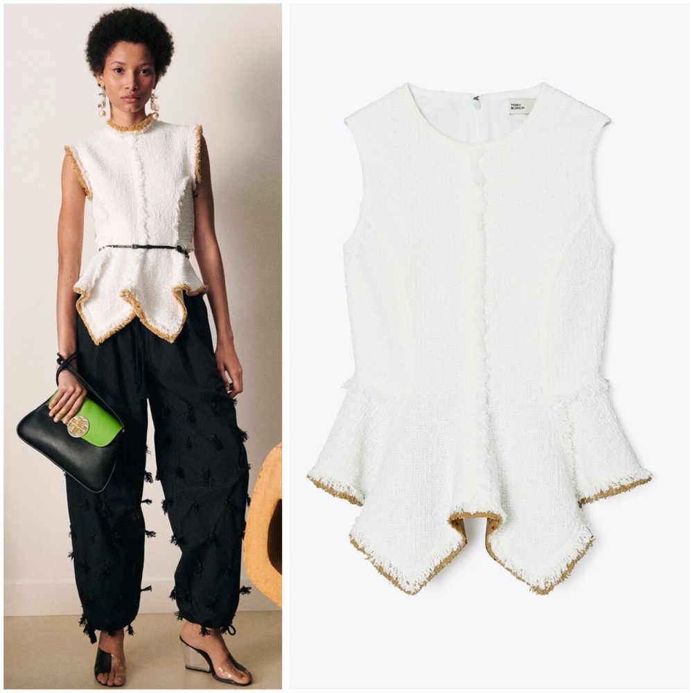 NWT Tory Burch COTTON TWEED Peplum TOP 00